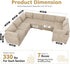 Modular Sectional Sofa with Chaise U Shaped Sectional Couch for Living Room, 7-Seater Comfy Cloud Couches, Plush Corduroy, Beige