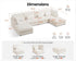 Oversized Modular Sofa, Extra Deep Cloud Corduroy Sectional Couch with Ottoman Chaise, Fluffy Chenille 6 Seat U-Shaped Sofa for Living Room, Villa (U Shape 6 Seater, Corduroy White)