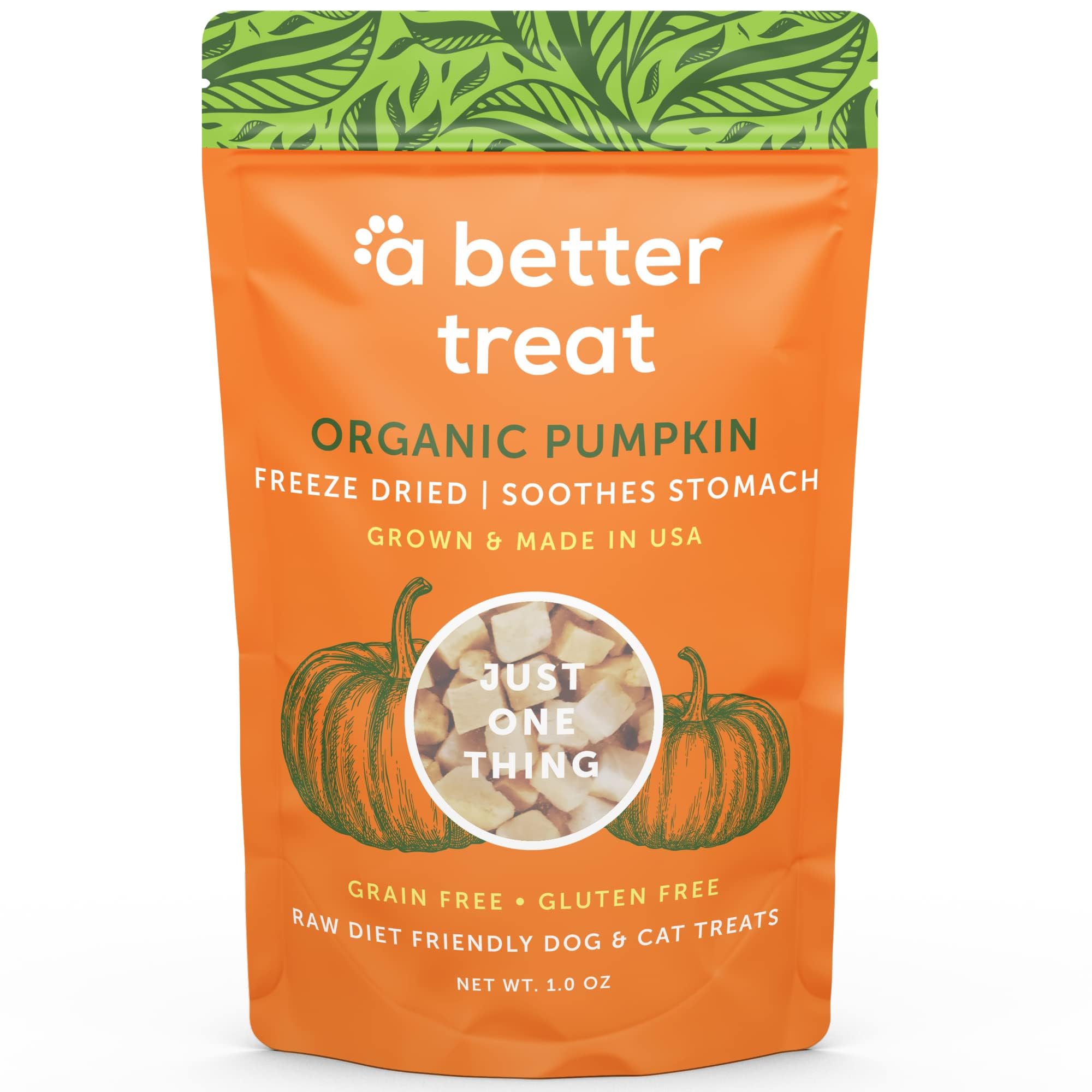 A Better Treat - Organic Freeze-Dried Pumpkin, 1 oz (Pack of 6) - Gluten-Free Dog Treats