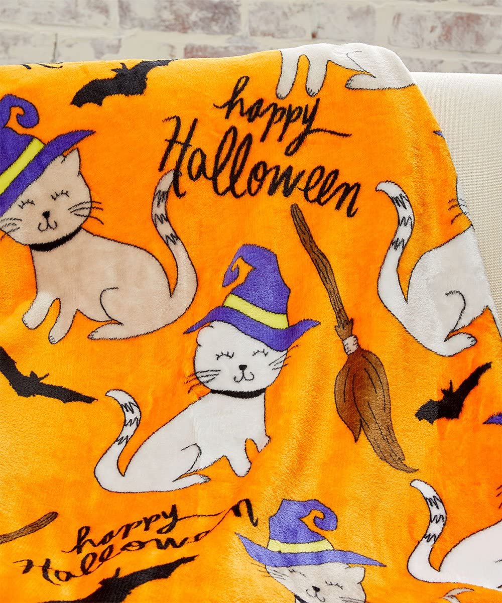 Decor & More Happy Halloween Microplush Throw Blanket (50