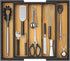 Lifewit Utensil Organizer for Kitchen Drawer, Bamboo Cooking Utensil Tray, Expandable Cutlery Silverware Flatware Holder, Adjustable Spatula Tools Gadgets Storage Divider, Large, Natural and Black