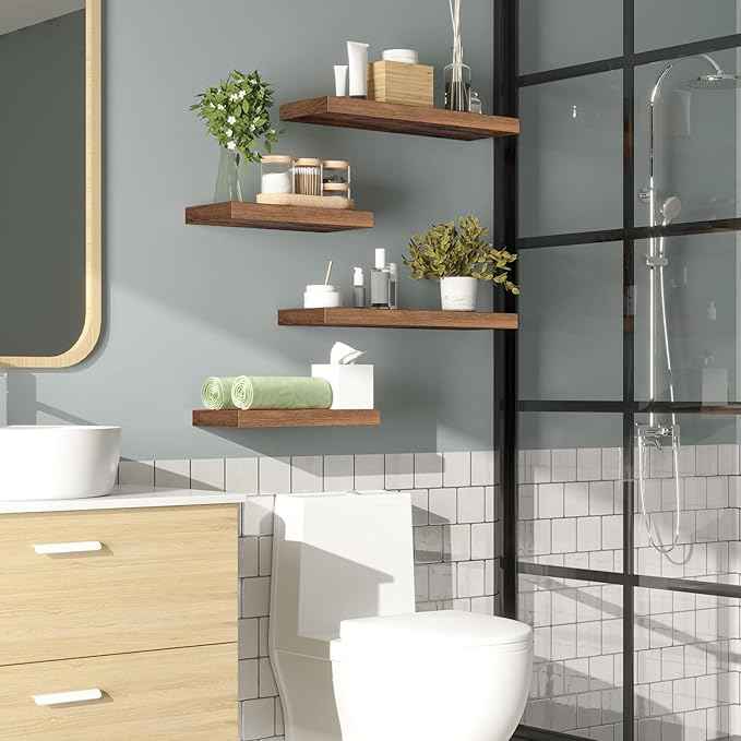 HOOBRO Floating Shelves for Wall, Wall Mounted Shelf Set of 2, 15.7