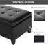 HOMCOM 51" Ottoman Storage Bench, Faux Leather Storage Chest with Lift Top, Tufted Ottoman for Living Room, Entryway, Black