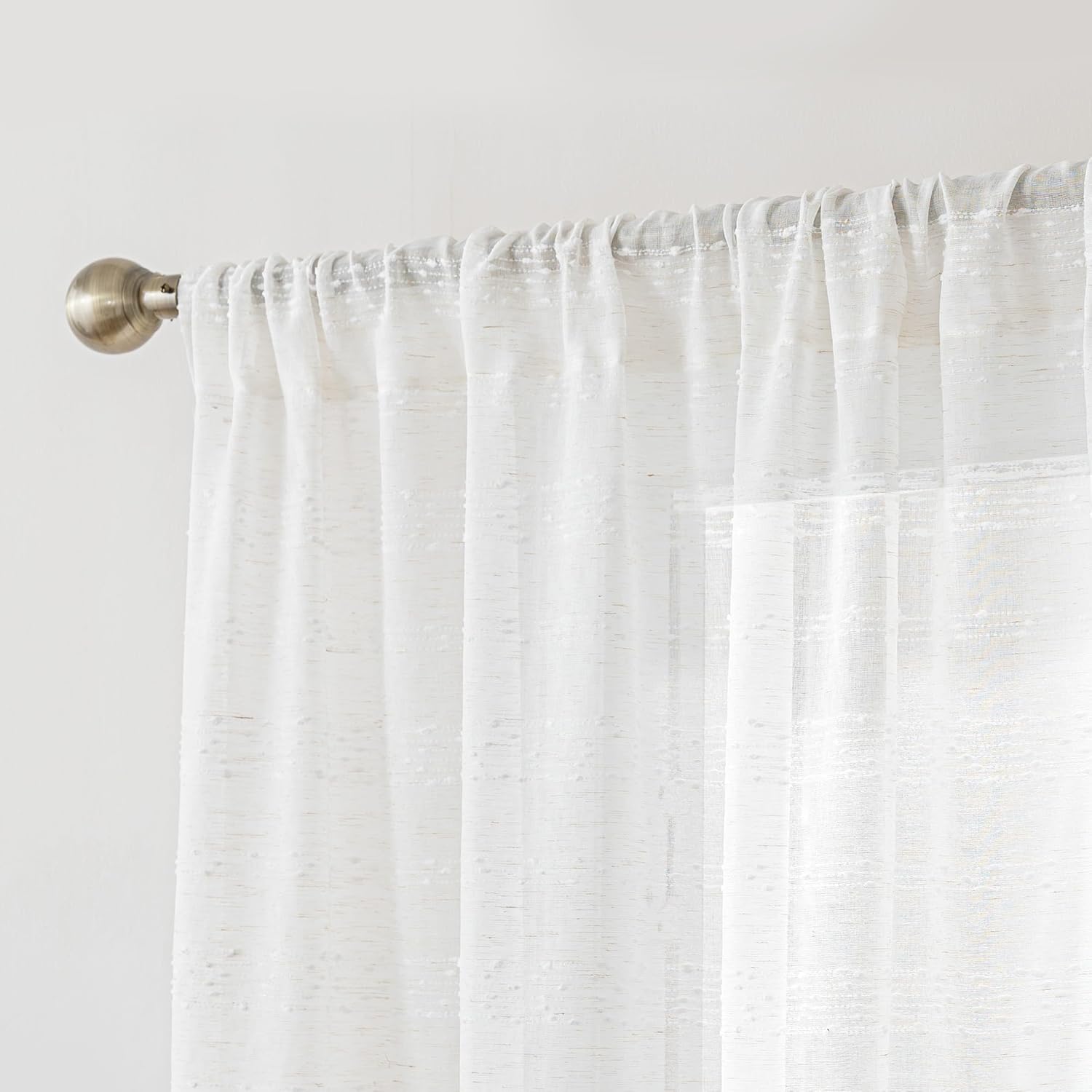 Farmhouse Semi Sheer Curtains 2 Panels Light Filtering Window Drapes with Rod Pocket