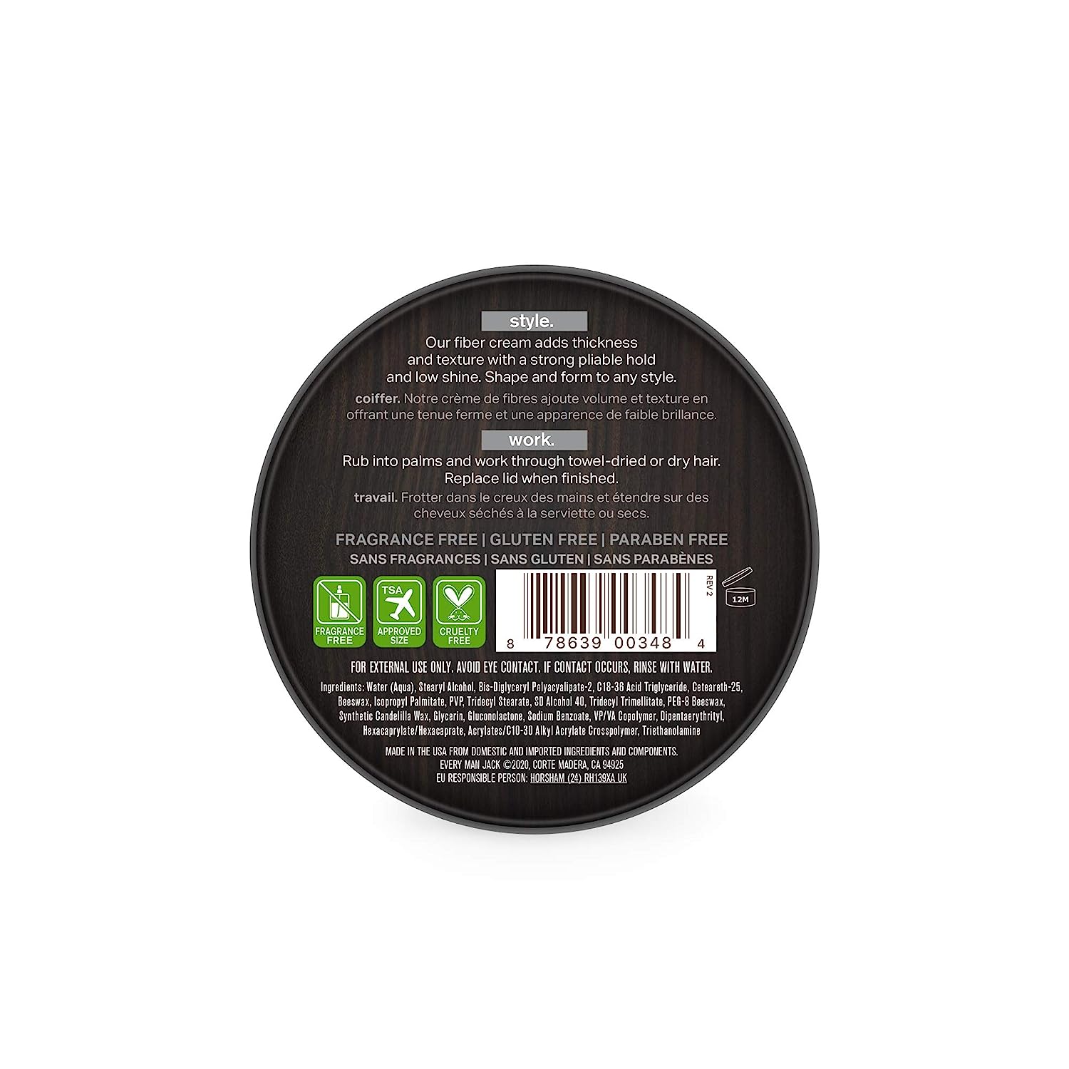 Every Man Jack Hair Fiber Cream: Fragrance-Free Hold, Volume, and Texture