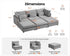 Oversized Modular Sofa, Extra Deep Cloud Chenille Sectional Couch with Ottoman Chaise, Fluffy Chenille 6 Seater Couch Bed for Living Room, Villa (Sofa Bed 6 Seater, Chenille Grey)