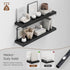 Heimlove 48W x 12D Long Floating Shelf, 12 Inch Deep Black Floating Shelves for Wall Set of 2, Wood Shelves for Bedroom Living Room Bathroom Kitchen Home Office, Wall Shelves with Heavy Duty Bracket