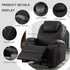 Power Recliner Chair with Heat and Massage, PU Leather Home Theater Seating with LED Lights/Cup Holders/Side Pocket/USB Port, Reclining Sofa Chair for Living Room (1, Black)