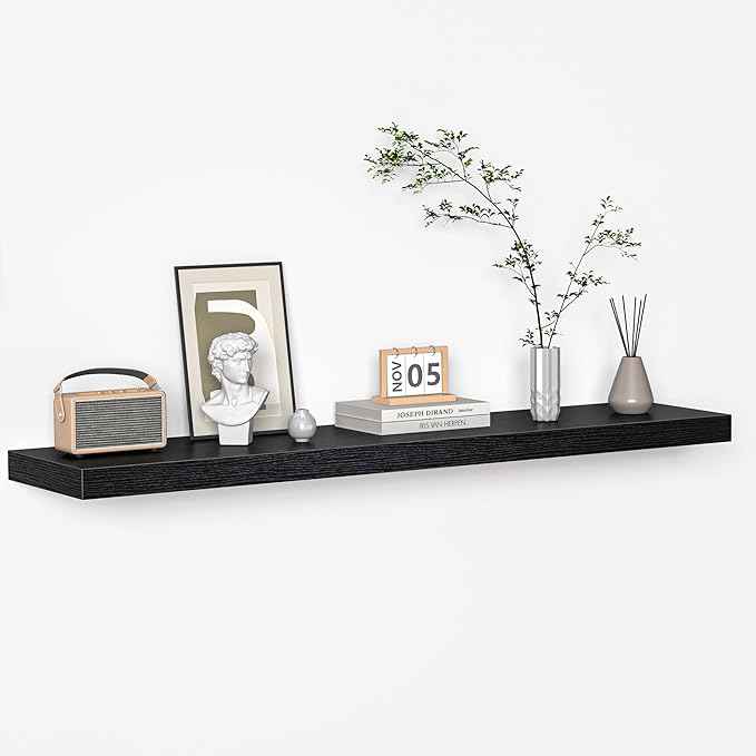 Floating Shelves - 10.3 Inch Deep Wall Shelf for Decor & Storage - Wall Mounted Display Shelving with Invisible Heavy-Duty Metal Bracket - 48