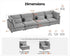 Oversized Modular Sofa, Extra Deep Cloud Chenille Sectional Couch with Ottoman Chaise, Fluffy Chenille 4 Seater Sofa for Living Room, Villa (Basic 4 Seater, Chenille Grey)