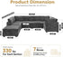 Modular Sectional Sofa with Chaise, U-Shaped 7-Seater Cloud Couch for Living Room, Plush Corduroy Fabric, Includes Movable Ottoman, Beige