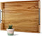 22 Inches Acacia Wood Serving Tray with Metal Handles, Large Wooden Rectangle Ottoman Tray, Decorative and Durable Design for Living Room Coffee Table Couch Kitchen