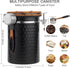 TEDSWAIT Coffee Canisters Airtight Coffee Bean Storage Container Kitchen Stainless Steel Food Storage Container with Scoop Date Tracker & CO2 Valve 61Fl Oz (Diamond Black)