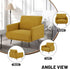 Oversized Accent Chair for Living Room Chairs Reading Arm Chair Comfy Modern Single Sofa Side Chairs with Metal Legs & Soft Cushion for Bedroom, Balcony,Waiting Room (Amber Yellow-1pcs)
