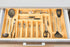 Umilife Extra Large Expandable Kitchen Siverware Utensils Drawer Organizer, 19" Deep for Big Drawer, Adjustable Bamboo Wood Drawer Divider with Curved Grooves, Cutlery Tray Flatware Holder