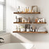 Fun Memories Floating Shelves - 2 Pack 12 Inch Rustic Wooden Wall Shelves - Extra Deeper & Thicker Wall Mounted Storage Shelf for Living Room, Kitchen, Farmhouse - 36" W x 12" D x 1.8" H - Brown