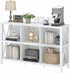 FATORRI 6 Cube Storage Organizer with Shelf, Long Wood and Metal Cubby Bookcase, Industrial Horizontal Bookshelf (White Oak, 47 Inch)