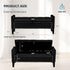 Storage Ottoman Bench, Velvet Upholstered Footstool for Bedroom and Living Room, Tufted Seat with Storage, Wooden Legs & Metal Rivets, Black