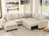 Belffin Modular Sectional Sleeper Sofa with Pull Out Bed U Shaped Sectional Sofa Couch with Storage Ottoman Velvet Covertible 7-Seater Sofa for Living Room Beige