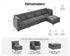 Oversized Modular Sofa, Extra Deep Cloud Chenille Sectional Couch with Ottoman Chaise, Fluffy Chenille 5 Seater Sofa Bed for Living Room, Villa (L Shape 5 Seater, Chenille Grey)