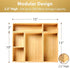 Umilife Drawer Organizer Storage Boxes, 2.5" High Bamboo Drawer Dividers, 5 Rearrangeable Bins for Kitchen, Office Desktop, Clothing, Makeup, vanity, Jewelry