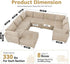 Modular Sectional Sofa with Chaise U Shaped Sectional Couch for Living Room, 8-Seater Comfy Cloud Couches with One Movable Ottoman, Plush Corduroy, Beige