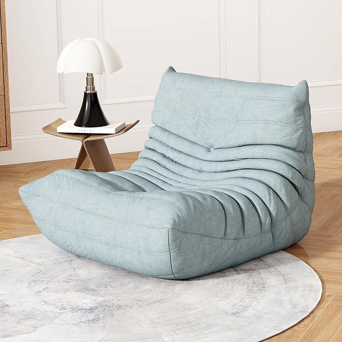 Bean Bag Chair for Adults, Bean Bag Sofa - Adult Size with Soft Waterproof Fabric for Living Room, Apartments, Reading Corner, Gaming, and Movie Venue (Mist Blue)