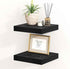 Fun Memories Black Floating Shelves 8 Inch Long, 8" Deep Wall Shelves, Small Deep Floating Shelf Square Wall Shelf, Rustic Display Shelves for Living Room, Bathroom, Kitchen, Set of 2