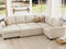 Belffin Modular Sectional Sleeper Sofa with Pull Out Bed U Shaped Sectional Sofa Couch with Storage Ottoman Velvet Covertible 7-Seater Sofa for Living Room Beige