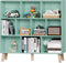 LEYAOYAO 10 Cube Bookshelf,3 Tier Modern Wide Bookcase with Legs,Mid-Century Wood Bookshelves Storage,Mint-Green Large Book Case,Freestanding Organizer Display Shelf for Bedroom,Living Room,Office
