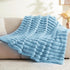 BEDELITE Faux Rabbit Fur Blanket, Luxurious 3D Striped Spring Blanket for Decor & Gift, Soft and Warm Plush Fluffy Faux Fur Throw Blanket All Seasons Suitable, (Light Blue, 60"x 80")