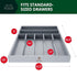 ROYAL CRAFT WOOD Luxury Bamboo Kitchen Drawer Organizer - Silverware Organizer - Utensil Holder and Cutlery Tray with Grooved Drawer Dividers for Flatware and Kitchen Utensils (7 Slot, Gray)