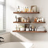 Fun Memories Floating Shelves - 2 Pack 12 Inch Deep Rustic Wooden Wall Shelves - Extra Deeper & Thicker Wall Mounted Storage Shelf for Living Room, Kitchen, Farmhouse - 16" W x 12" D x 1.5" H - Brown