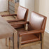 Mid Century Modern Dining Chairs Set of 2 Faux Leather Upholstered Living Room Side Chair, Kitchen Arm Chair with Solid Wood Legs for Home Kitchen & Restaurant, PU Brown