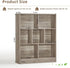 LEYAOYAO 7 Cube Bookshelf with Base,3 Tier Mid-Century Modern Grey Bookcase,Standing Wide Bookshelves Storage Organizer Shelf,Rustic Wood Display Cabinet Book Shelves for Bedroom,Living Room,Office