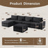 HOOOWOOO Modular Sectional Couch Sofa,128X61 U L Shaped Oversized Couch Sets Free Combination,6 Pieces Extra Deep Sofa with Ottomans for Living Room(Black Corduroy)