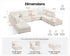 Oversized Modular Sofa, Extra Deep Cloud Corduroy Sectional Couch with Ottoman Chaise, Fluffy Chenille 8 Seater Couch Bed for Living Room, Villa (Sofa Bed 8 Seater, Corduroy White)