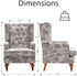 Mid-Century Accent Chair, Upholstered Arm Chair Linen Fabric Side Chair with High Back Solid Wooden Legs, Comfy Reading Chair for Living Room Bedroom, Floral Pattern