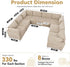 Modular Sectional Sofa with Chaise U Shaped Sectional Couch for Living Room, 8-Seater Comfy Cloud Couches, Plush Corduroy, Beige