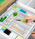 ROYAL CRAFT WOOD Luxury Bamboo Kitchen Drawer Organizer - Silverware Organizer - Utensil Holder and Cutlery Tray with Grooved Drawer Dividers for Flatware and Kitchen Utensils (9 Slot, White)