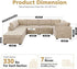 Modular Sectional Sofa with Chaise U Shaped Sectional Couch for Living Room, 7-Seater Comfy Cloud Couches with One Movable Ottoman, Plush Corduroy, Beige