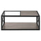 Industrial Style Coffee Table For Bedroom & Living Room With Tempered Glass & Wood Grain - Wood