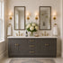 72 Inch Gray Stained Shaker Double Sink Bathroom Vanity with Drawers