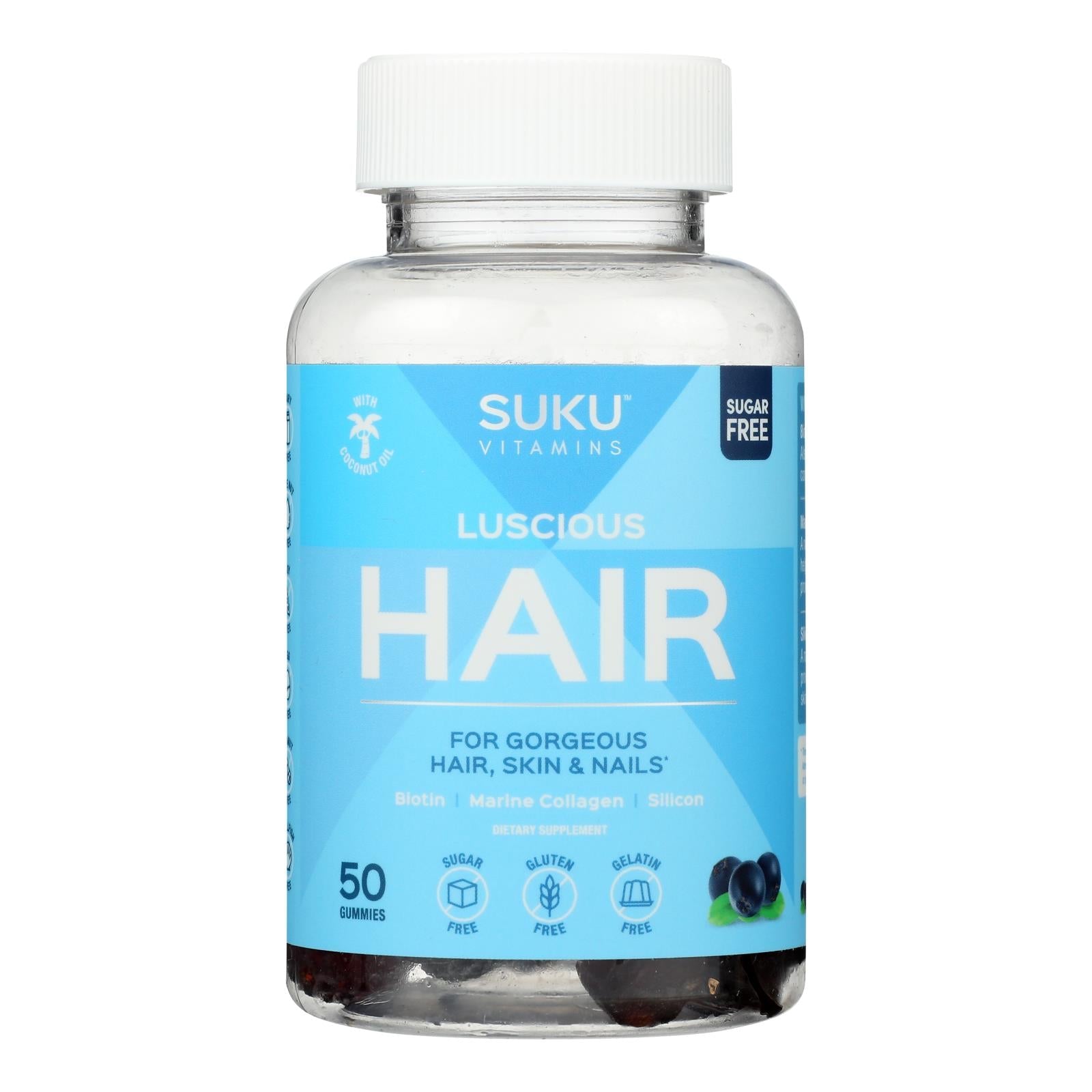 Suku Vitamins Gummy Luscious Hair, 50-Count