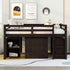 Loft Low Study Bed With Cabinet, Shelves And Rolling Portable Desk, Multiple Functions