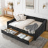 Upholstered Tufted Daybed With 2 Drawers, Waved Arms