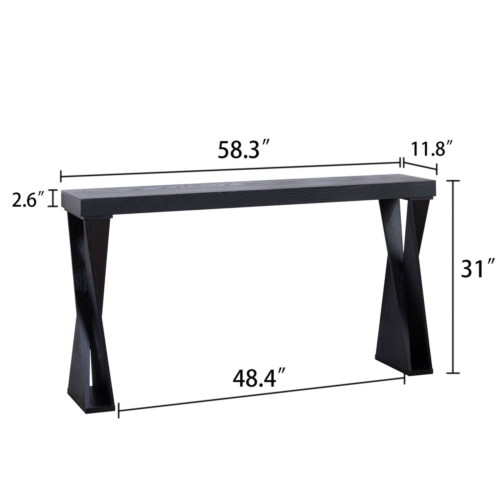 Console Table With Crossed Legs For Hallway - Black