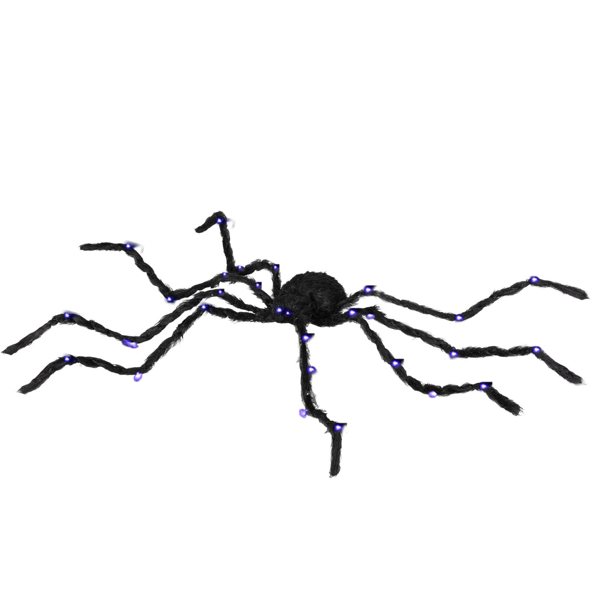 Illuminated Arachnid Halloween Accent with Purple LED Lights - Black