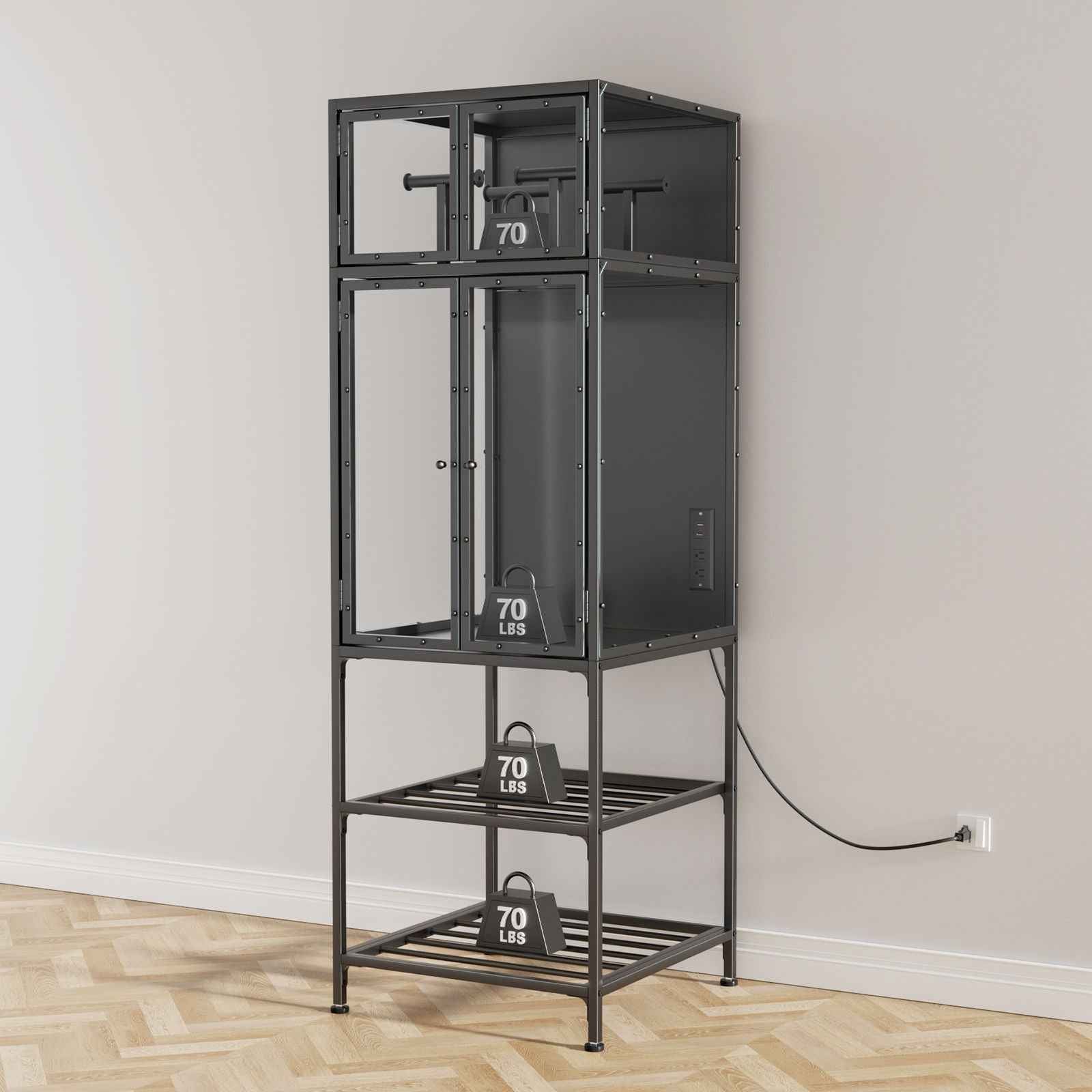 3D Printer Cabinet With Double Layer Filament Storage, T-Shaped Filament Bar, Noise Reducing And Dust Proof Design - Black