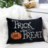 Black Velvet Halloween Lumbar Pillow with Embroidered Trick or Treat – Includes Insert